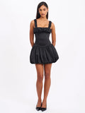 AUBREY BLACK BUBBLE HEM MINI DRESS