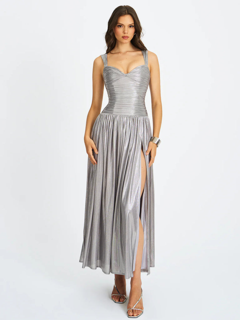 Palmer Silver Glitter Drop Waist Maxi Dress – SHOP DDMINE