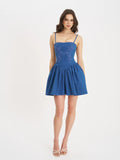 ZAFIRA COTTON DENIM DROP WAIST MINI DRESS