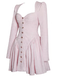 TAE PINK TWEED LONG SLEEVE MINI DRESS