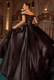 OFF SHOULDER PLEAT WAIST GOWN