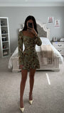 FLORAL LONG SLEEVE MINI DRESS WITH OPEN BACK