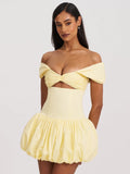 UMIKA BUTTER YELLOW BUBBLE HEM MINI DRESS