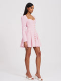TAE PINK TWEED LONG SLEEVE MINI DRESS