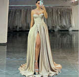 A LINE SATIN BUSTIER MAXI DRESS