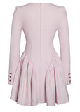 TAE PINK TWEED LONG SLEEVE MINI DRESS