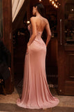 STRAPLESS DRAPED FITTED GOWN