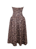 CHEETAH PRINT STRETCHY STRAPLESS MIDI DRESS