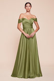 GREENERY A-LINE SATIN GOWN