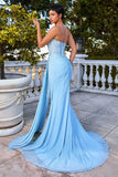 FITTED STRAPLESS STRETCH RHINESTONE GOWN