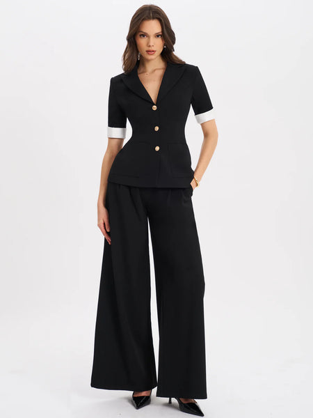 Aleeza Black Wide Leg Suit Pants – SHOP DDMINE