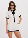 Idina Business Casual White Romper with Black Trim
