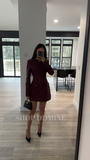 BAILA BURGUNDY VEGAN LEATHER BLAZER MINI DRESS