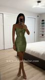 STRAPLESS TWIST PLEATED FITTED MINI DRESS