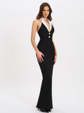 Raelyn Black and White Business Casual Maxi Dress