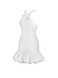 BARBRA WHITE CROSS STRAPS BODYCON MINI DRESS
