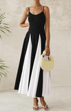 SPAGHETTI STRAP BLACK AND WHITE SUMMER DRESS