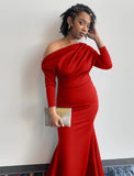 LONG SLEEVE ONE SHOULDER GOWN