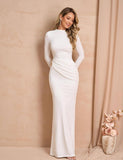 LONG SLEEVE RUCHED MAXI DRESS