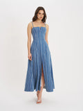 ABYGAIL STRIPE COTTON DEBIM MAXI DRESS