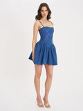ZAFIRA COTTON DENIM DROP WAIST MINI DRESS