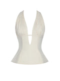 Quinzella Smock Back Halter Neck Linen Top