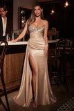STRAPLESS STRETCH TAFFETA EMBELLISHED DRESS