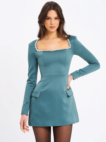 GABELLA DARK GREEN A MINE MINI DRESS