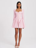 TAE PINK TWEED LONG SLEEVE MINI DRESS