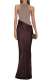 DROP WAIST HALTER MAXI DRESS