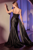 SATIN PLEATED FITTED GOWN