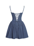 ZAFIRA COTTON DENIM DROP WAIST MINI DRESS