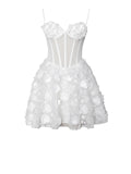 PAMILA WHITE FLORAL MESH MINI DRESS