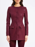 BAILA BURGUNDY VEGAN LEATHER BLAZER MINI DRESS