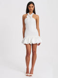 BARBRA WHITE CROSS STRAPS BODYCON MINI DRESS
