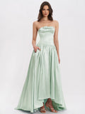 Lael Mint Green Back Button Trailing Gown