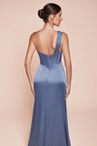 ONE SHOULDER SATIN CORSET GOWN