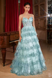 LAYERED SEQUIN BALL GOWN