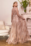 LONG SLEEVE EMBELLISHED GOWN