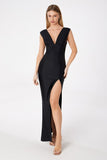 FITTED DEEP V MAXI DRESS