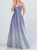 LACE UP GLITTER OMBRÉ GOWN