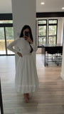 Ribbed Poplin Mix Midi Sweater Dress