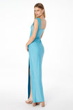 FITTED DEEP V MAXI DRESS