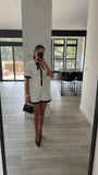 Idina Business Casual White Romper with Black Trim