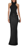 DROP WAIST HALTER MAXI DRESS