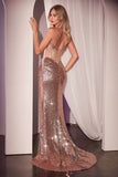 STRAPLESS SEQUIN FITTED CORSET GOWN