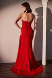 FITTED STRAPLESS STRETCH RHINESTONE GOWN