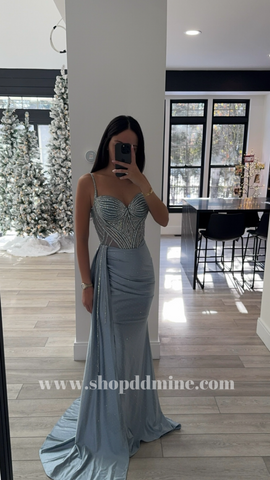 CRYSTAL & SATIN FITTED GOWN