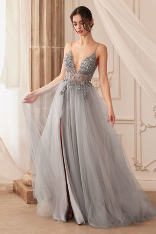 OPHELIA BEAD STRAP TULLE GOWN