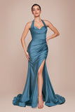 ROBE AJUSTÉE EN SATIN EXTENSIBLE À COL NU